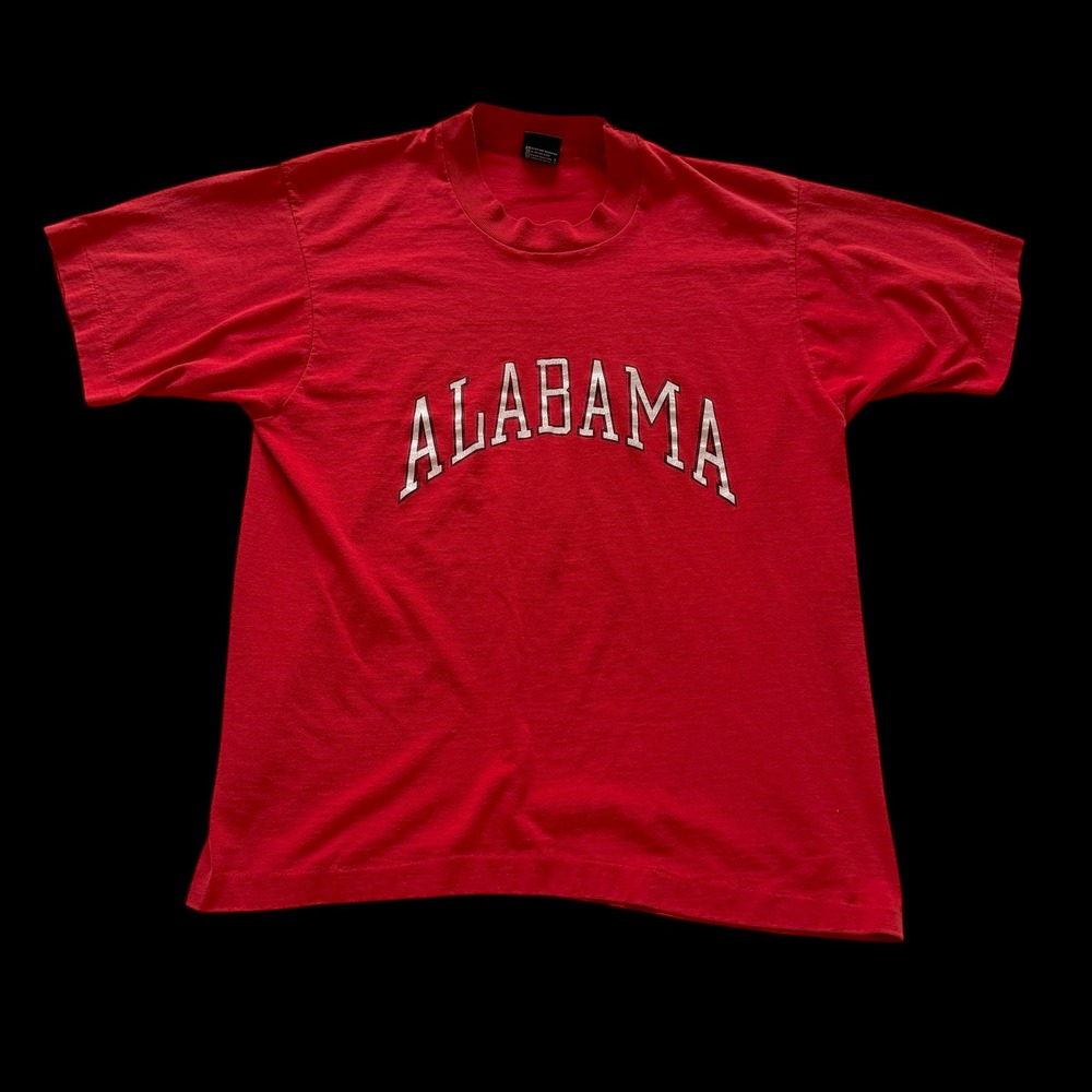 Vintage 80's Alabama Crimson Tide T Shirt Red Screen Stars Single Stitch Large